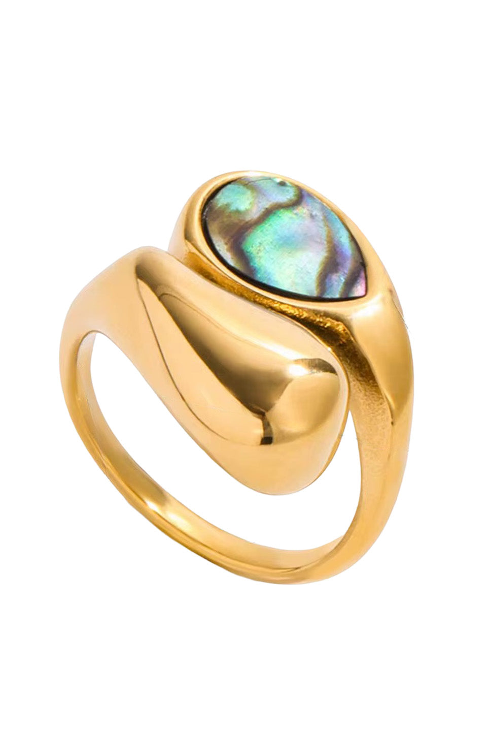 Stone Crossed Ring 18K Opal