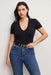 Good American - Stretch Deep V Bodysuit - Black - Size 8