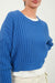 Double Zero - Cropped Ribbed LS Knit Sweater - Cobalt - Detail