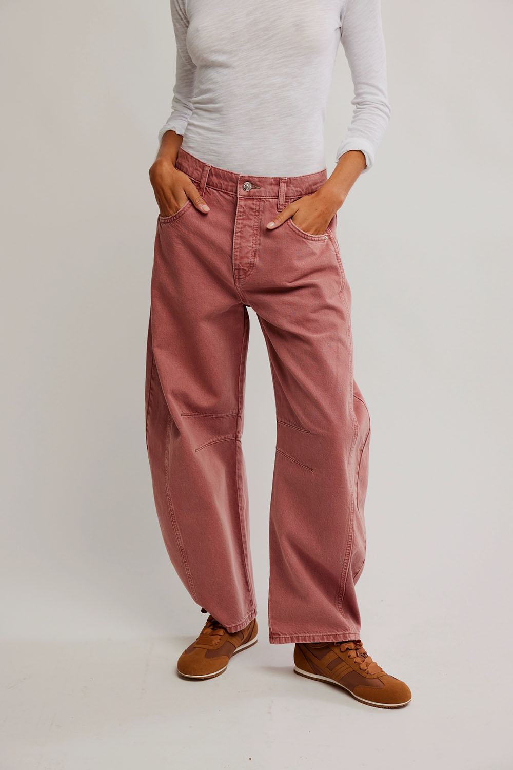 Free People - Good Luck Mid Rise Barrel Jean - Sunsetter - Front