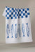 Geometry Sardine Check Blue Tea Towel — Styled view