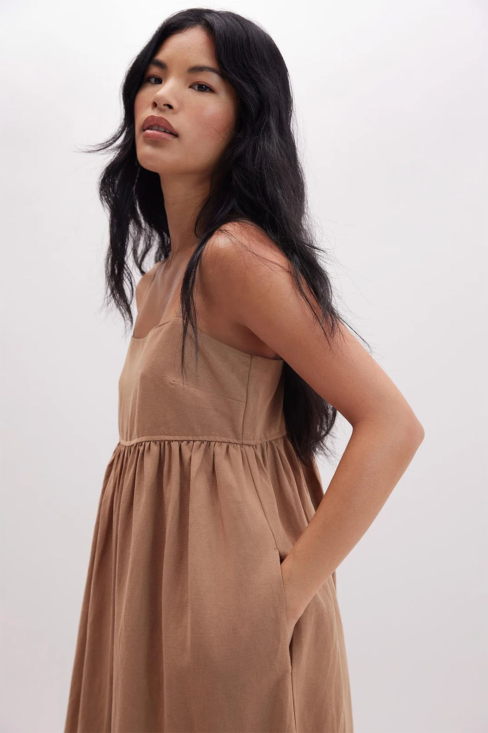 Richer Poorer - Linen Maxi Dress - Cafe Au Lait - Detail