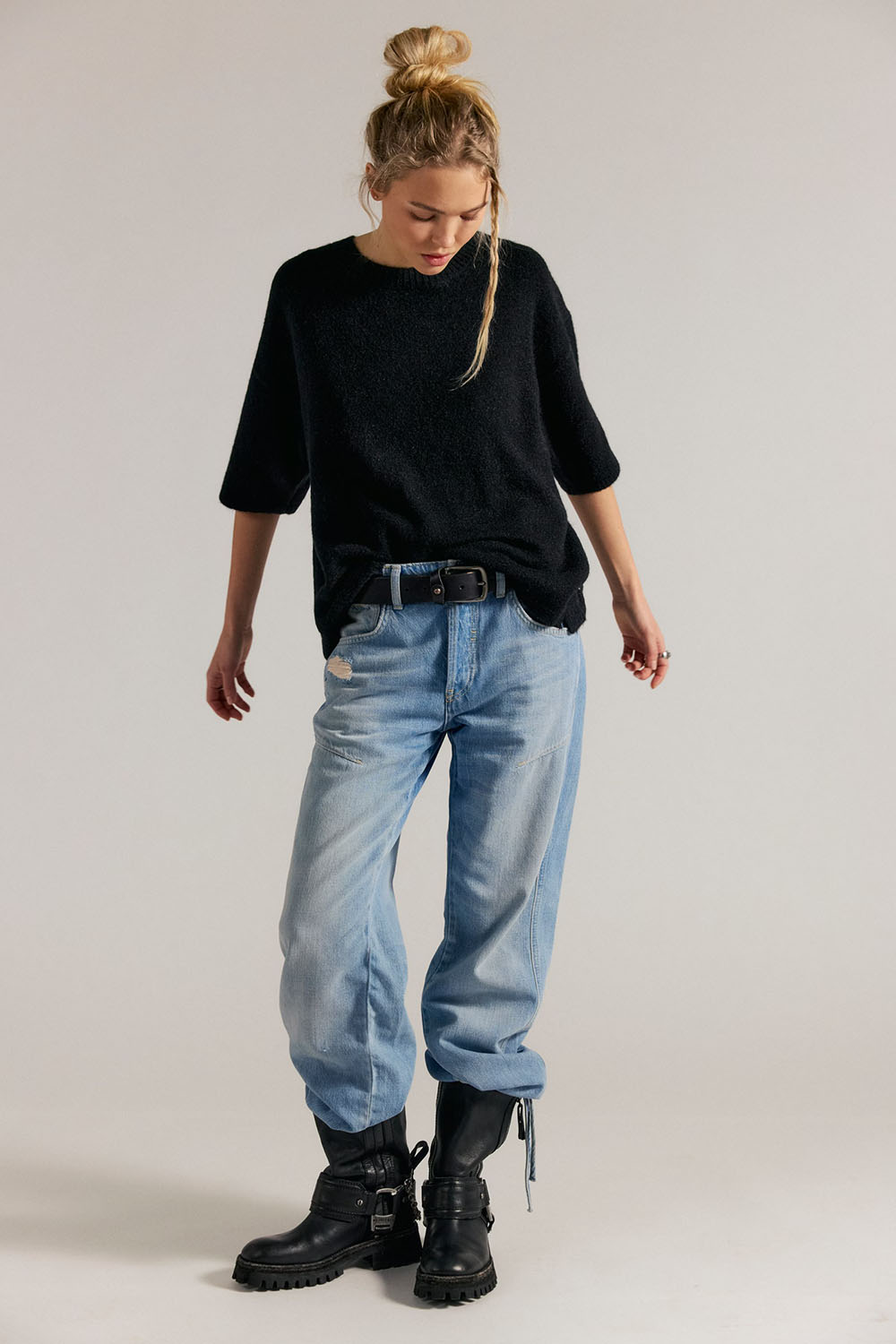 Free People - Margot Sweater Tee - Black - Front