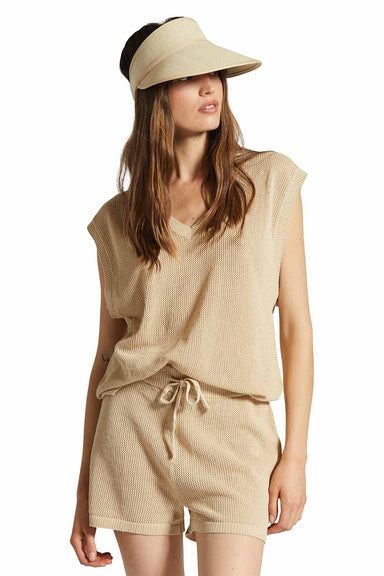 Brixton - Aruba Boxy V-Neck - Oat Milk - Front