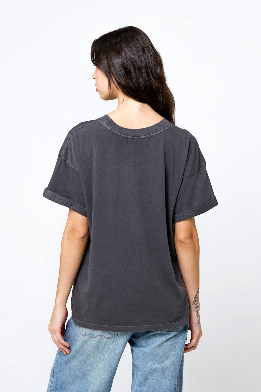 girl dangerous boots and dreams tee vintage black back