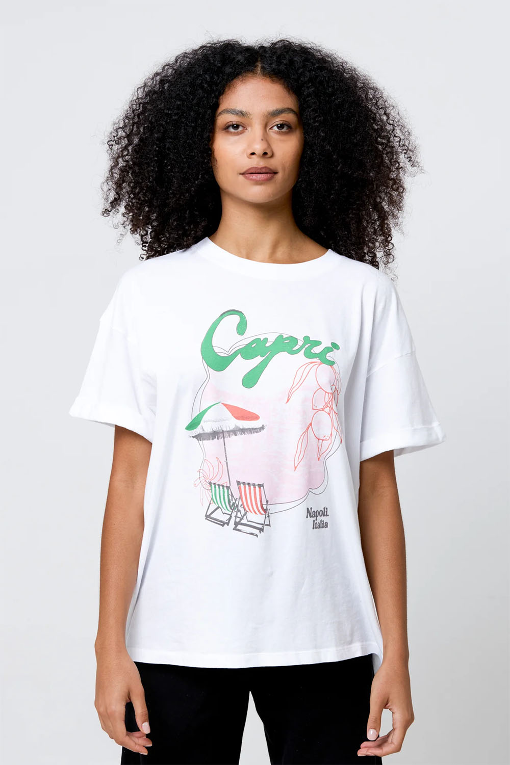 girl dangerous capri tee vintage white front