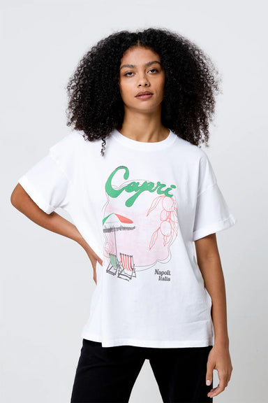 girl dangerous capri tee vintage white profile