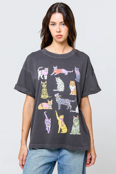 girl dangerous cats tee vintage black front