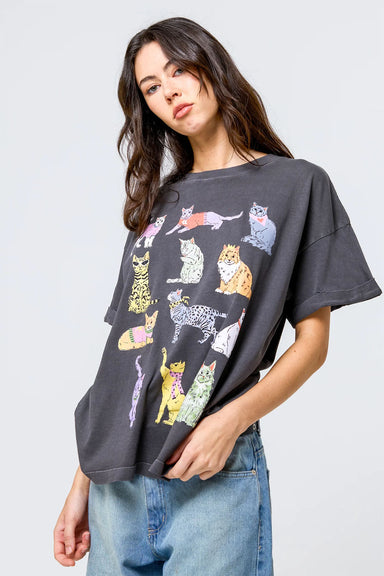 girl dangerous cats tee vintage black profile