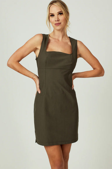 7 Diamonds - Infinity Square Neck Dress - Army Green - Front