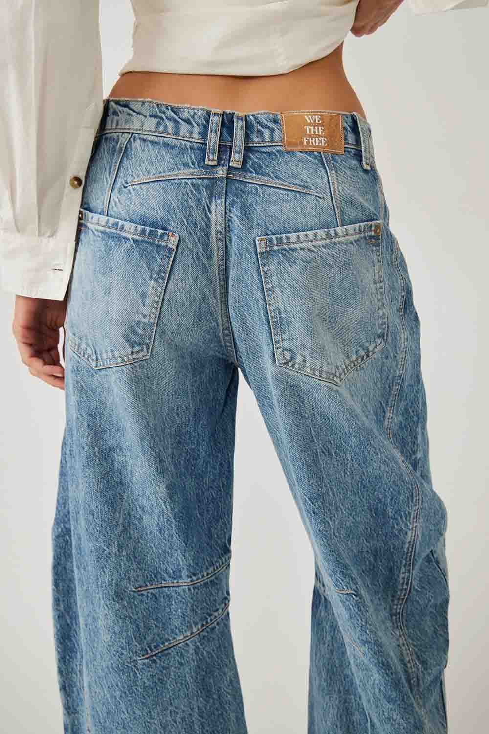 Free People - Good Luck Barrel Jean - Ultra Light Beam - Detail