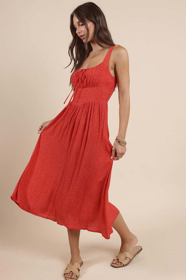 Sadie & Sage - Nina Milkmaid Midi Dress - Red - Side
