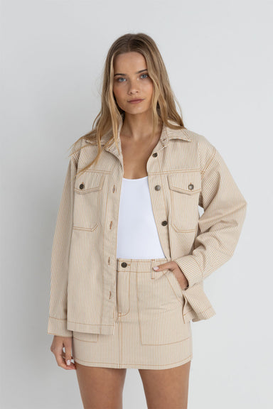 Rhythm - Willa Stripe Jacket - Sand - Front