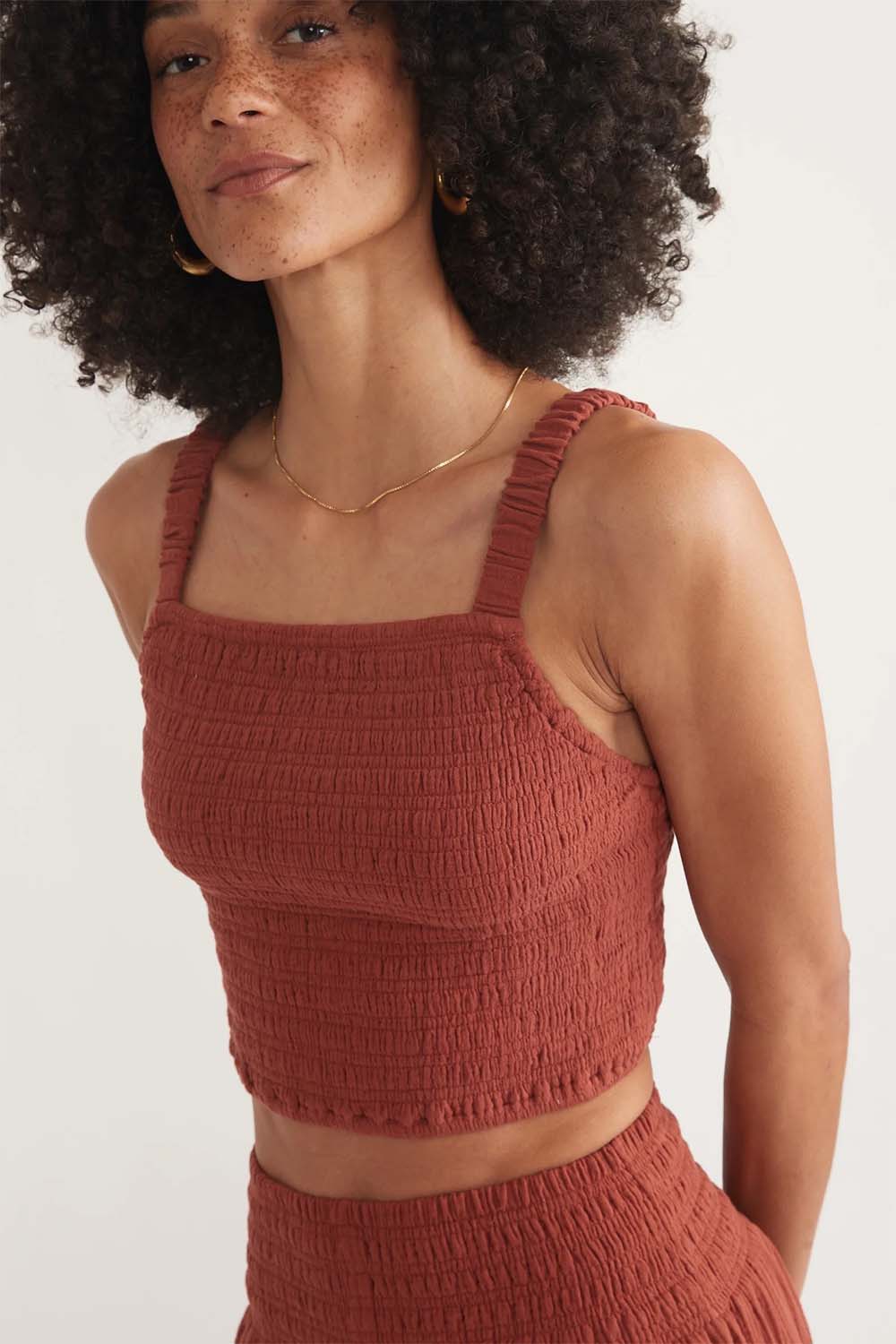 Marine Layer - Lila Double Cloth Tank - Rust - Profile