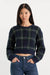 Good American Jacquard Cardigan in Forest Plaid — Front view