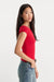 Good American The Variegated Rib Top in Crimson Rose — Side view