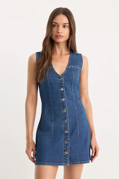 good-american-v-neck-button-front-mini-dress-indigo