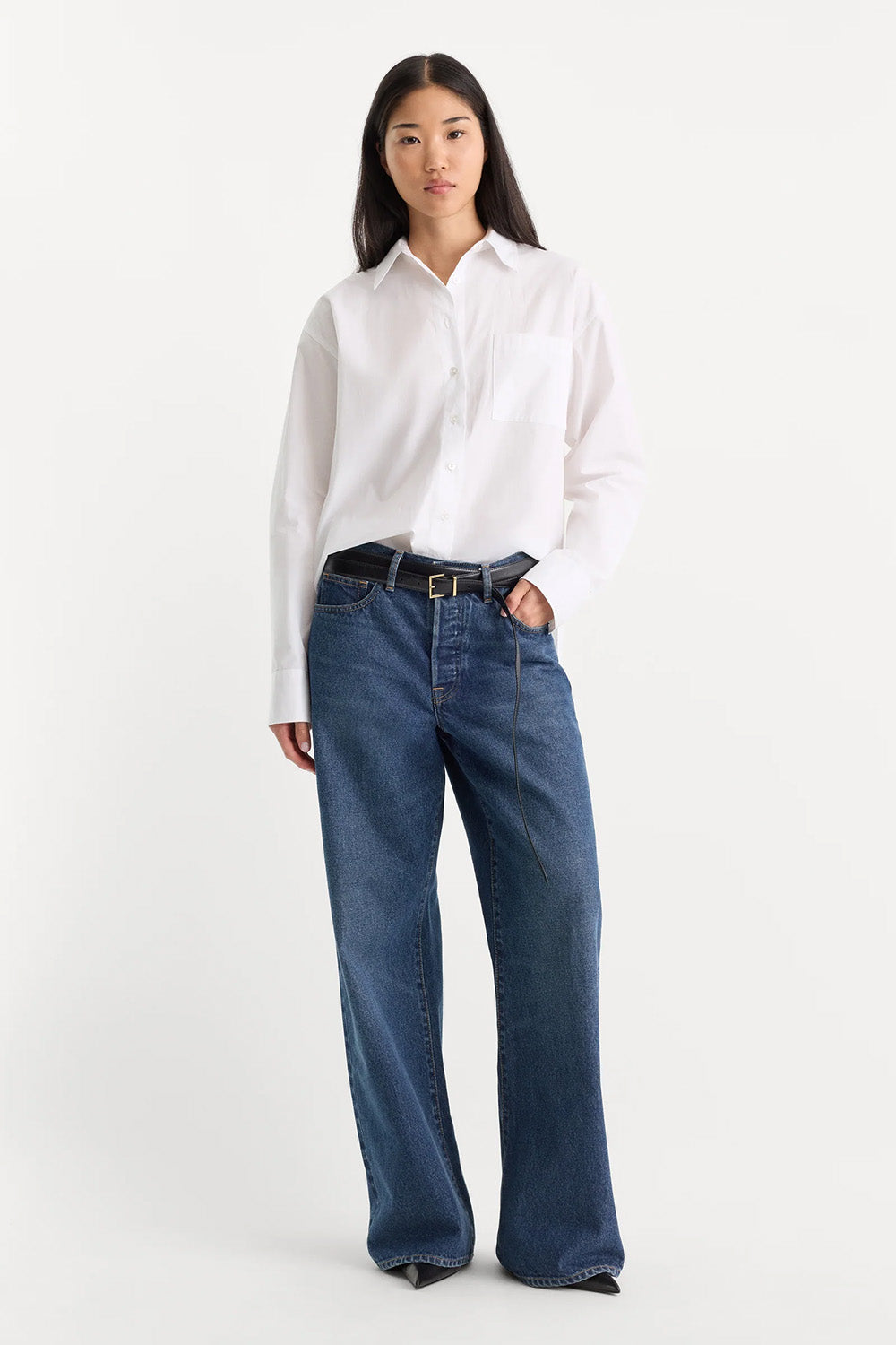 Good American Vintage Low Slung Baggy in Trace — Front view