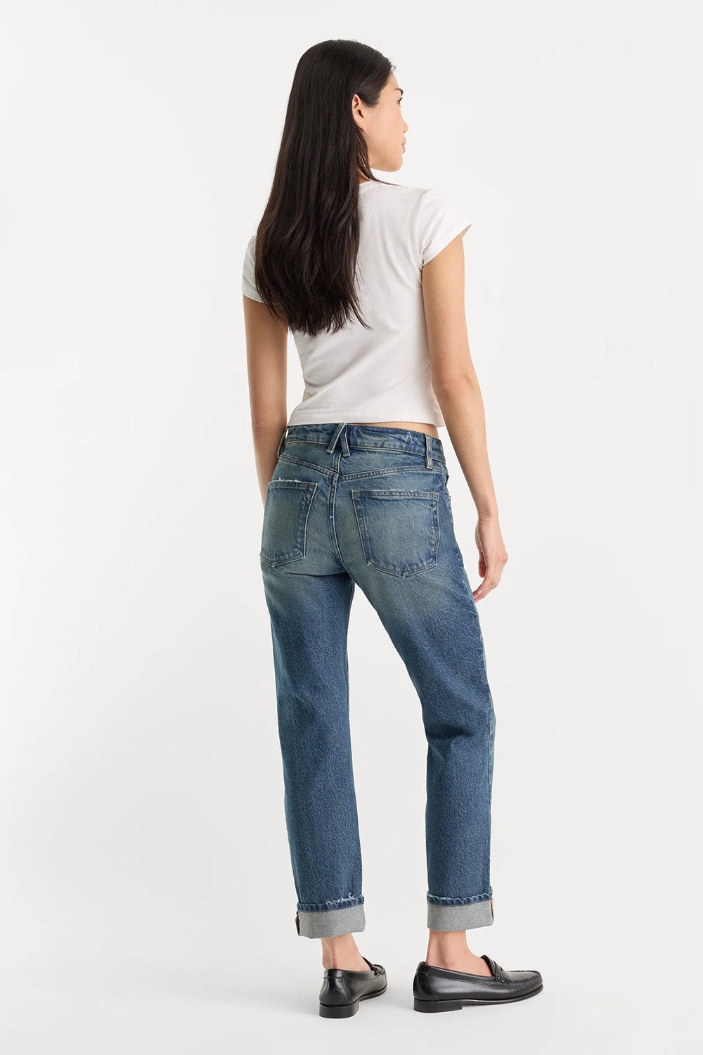 Good American Vintage Straight Ankle in Indigo1282 — Back view
