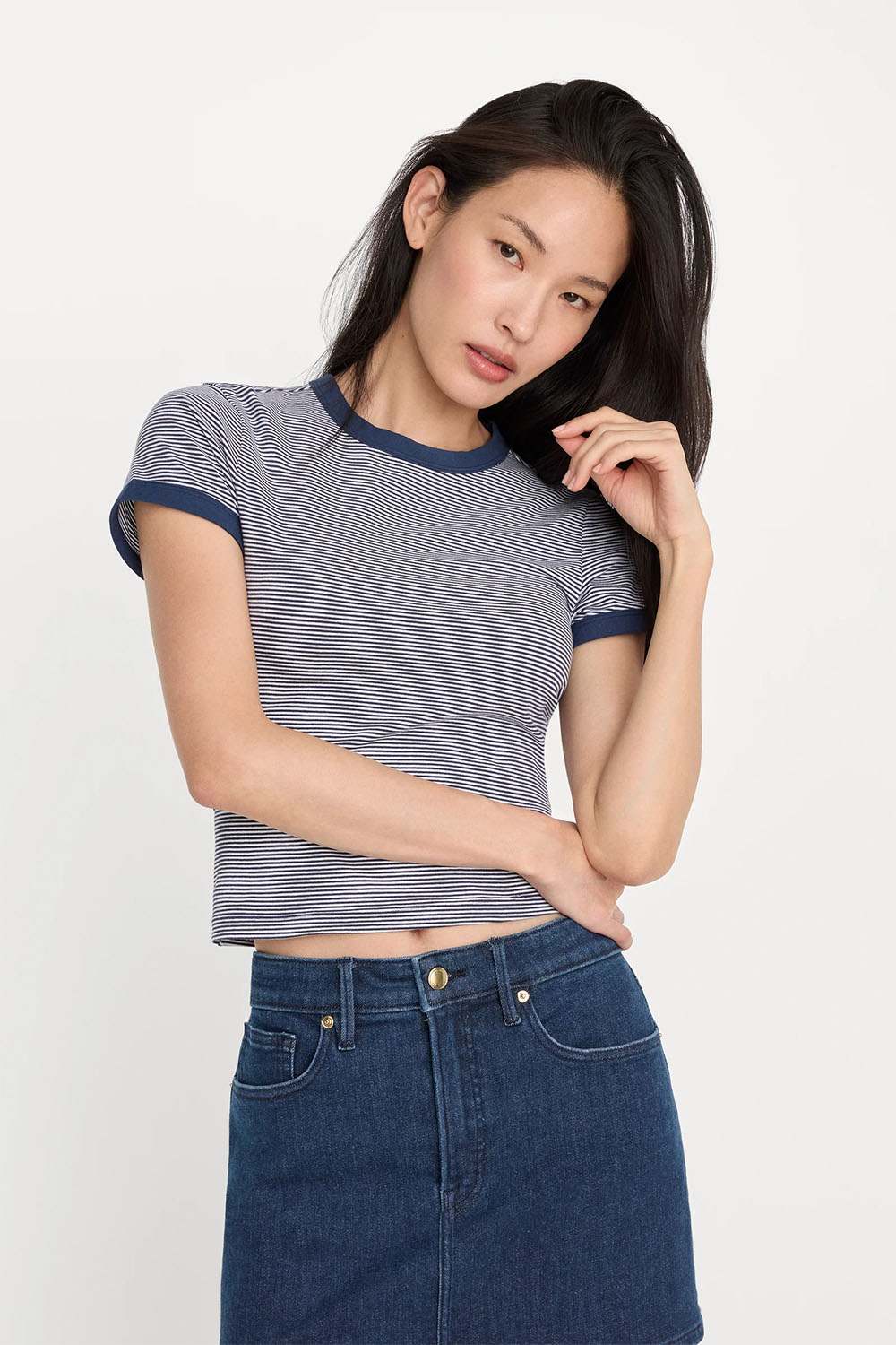 good american baby ringer tee horizon stripe front