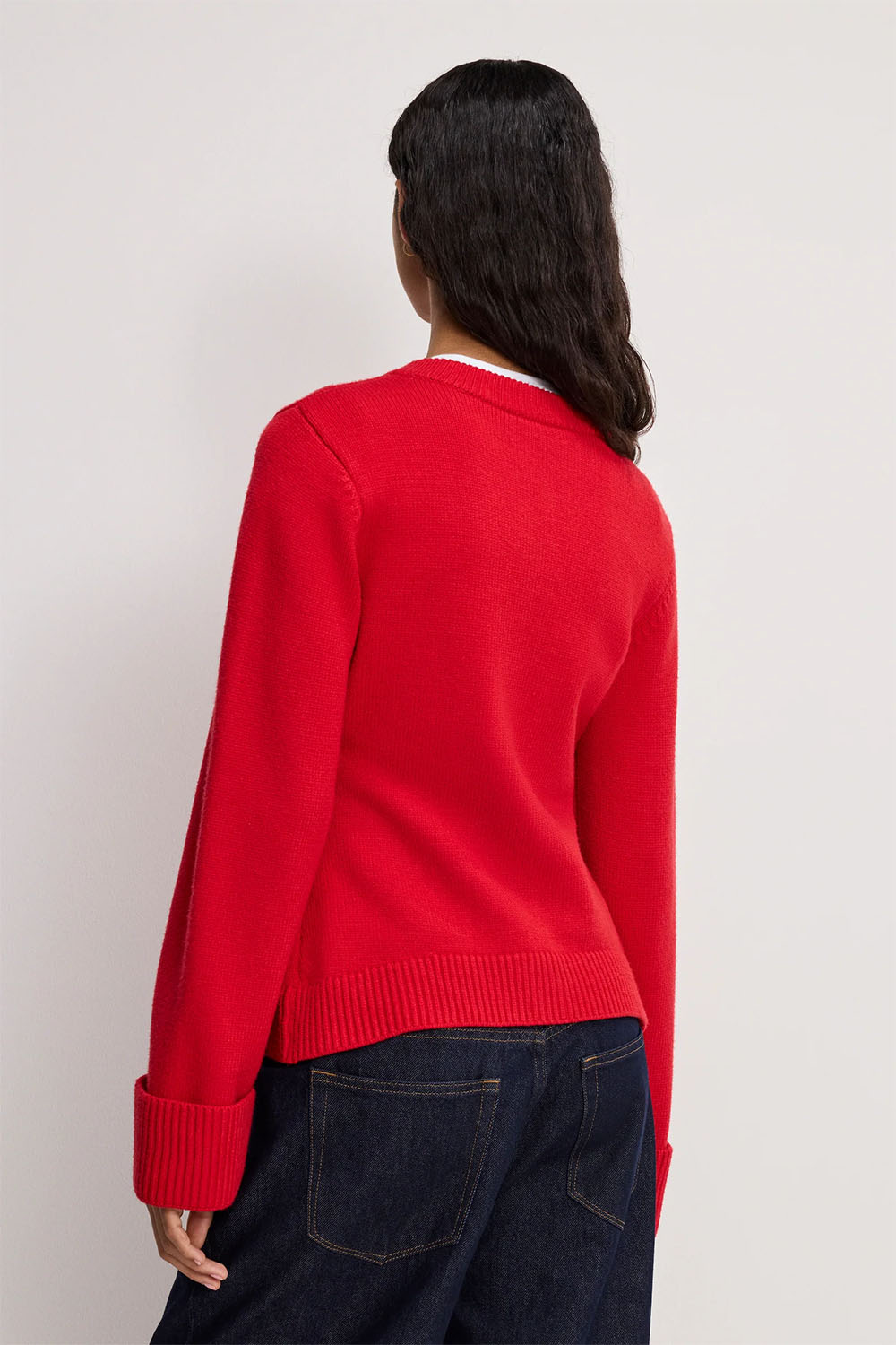 good american button front knit cardigan chili back