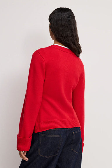 good american button front knit cardigan chili back