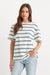 good american cotton stripe oversized tee harbor cloud white front