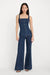 good american denim button front top indigo