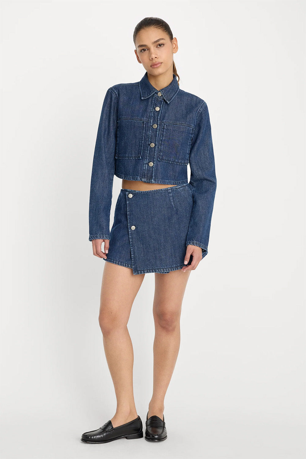 good american denim cropped jacket indigo