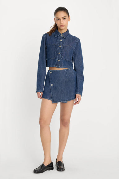 good american denim skort indigo1187 front