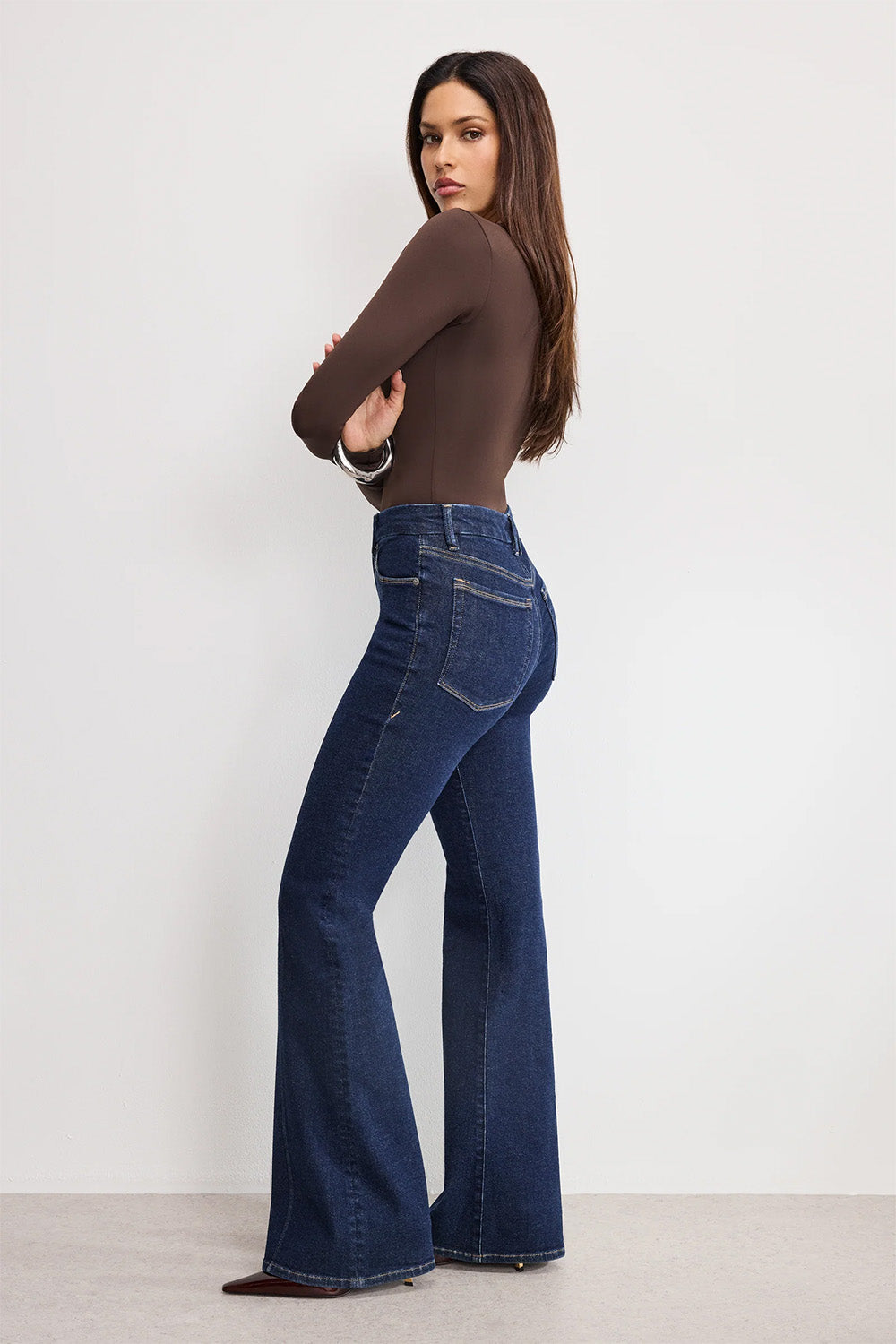 Good American - Good Legs Flare Jeans - Indigo - Side