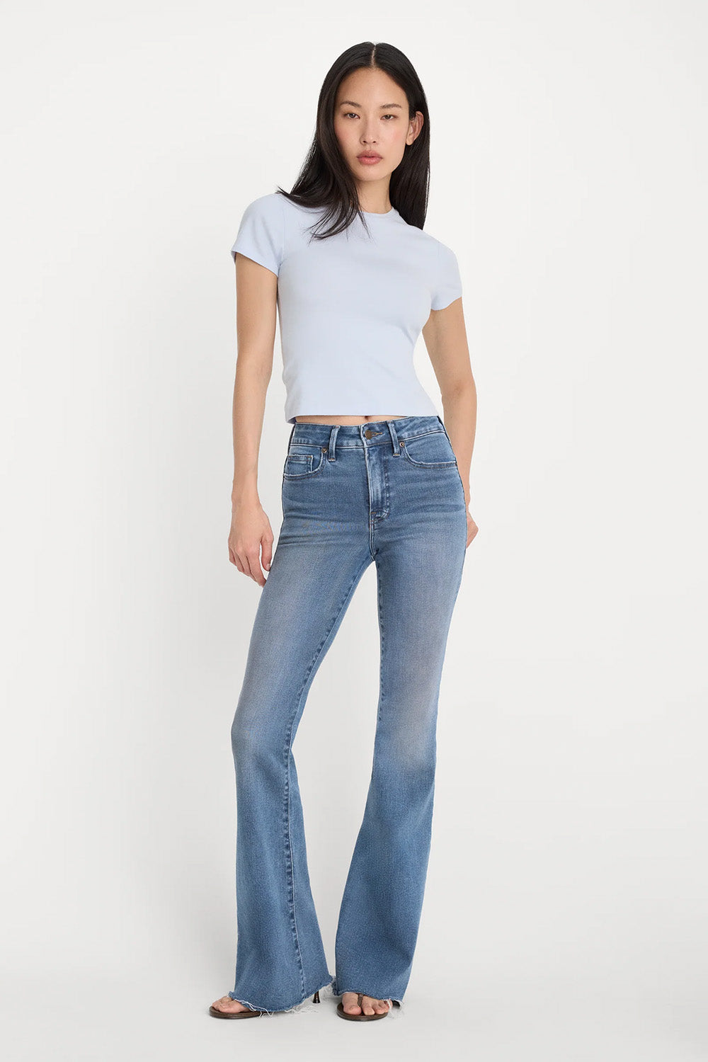 good american good legs flare jeans indigo1211 front
