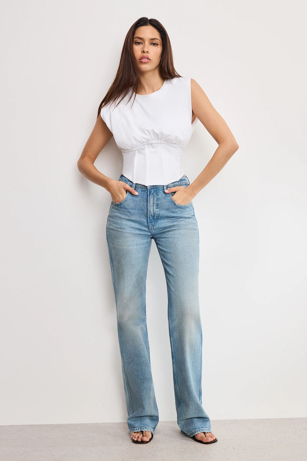 Good American - Good Standard Bootcut Jeans - Indigo - Front