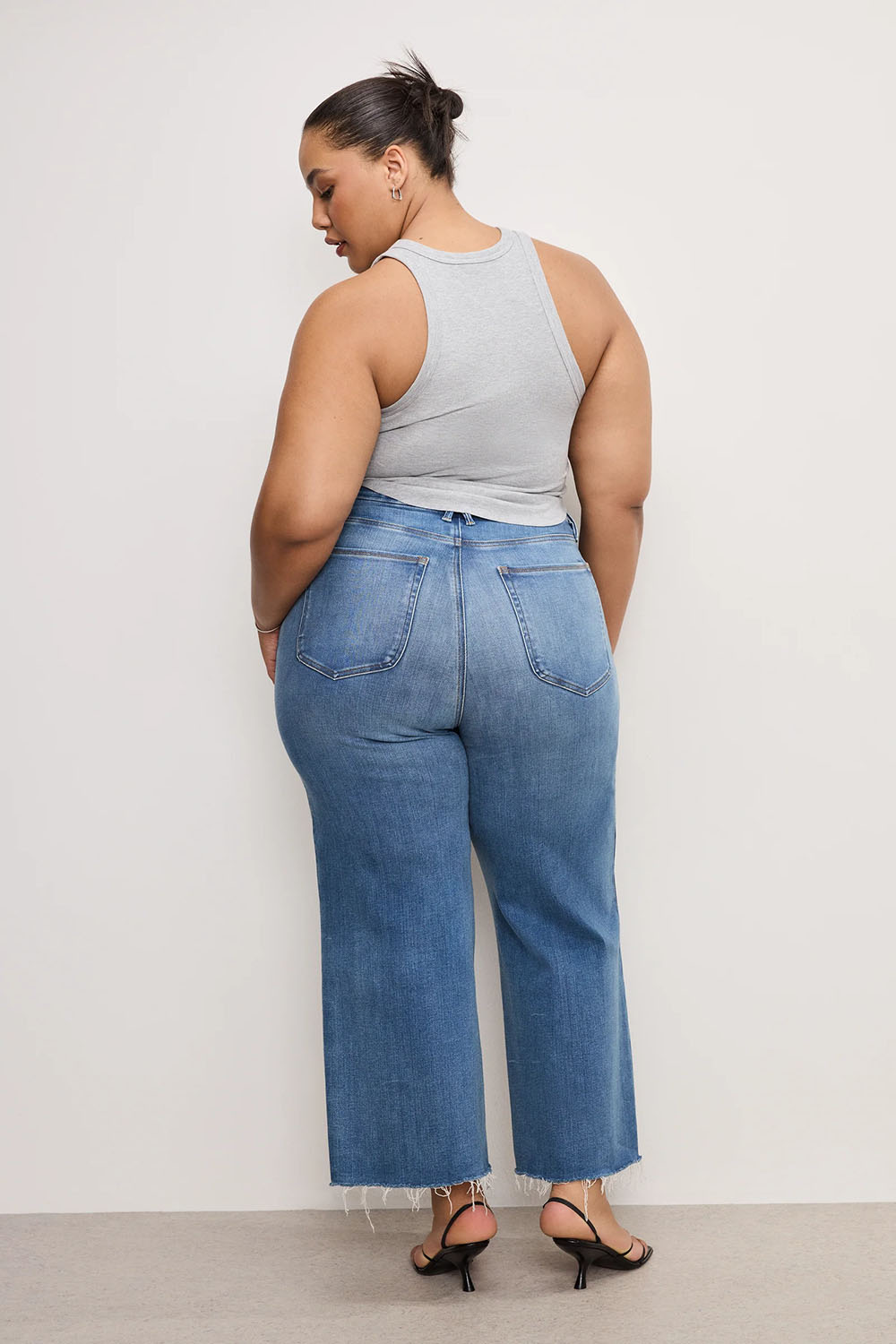 Good American - Good Waist Crop Palazzo Jeans - Indigo - Size 16 - Back