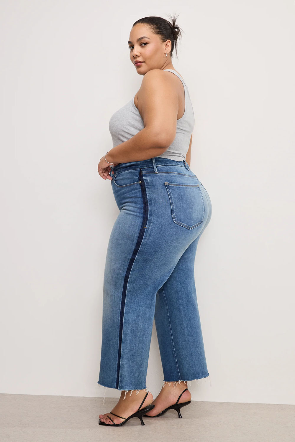 Good American - Good Waist Crop Palazzo Jeans - Indigo - Size 16 - Side
