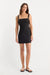 good american linen sleeveless mini black front