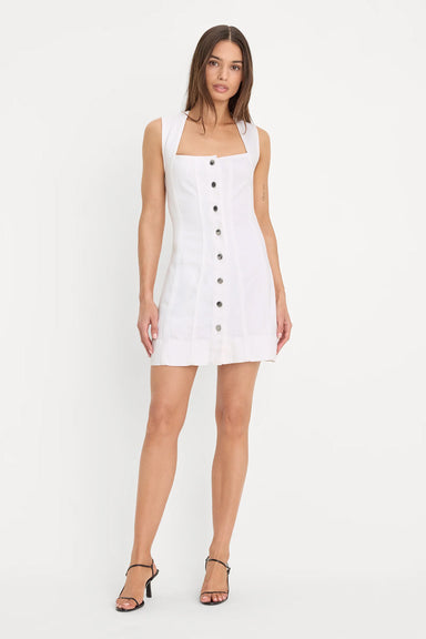 good american mini button front dress white front