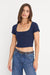 good american pointelle square neck crop top horizon ink front