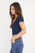good american pointelle square neck crop top horizon ink side