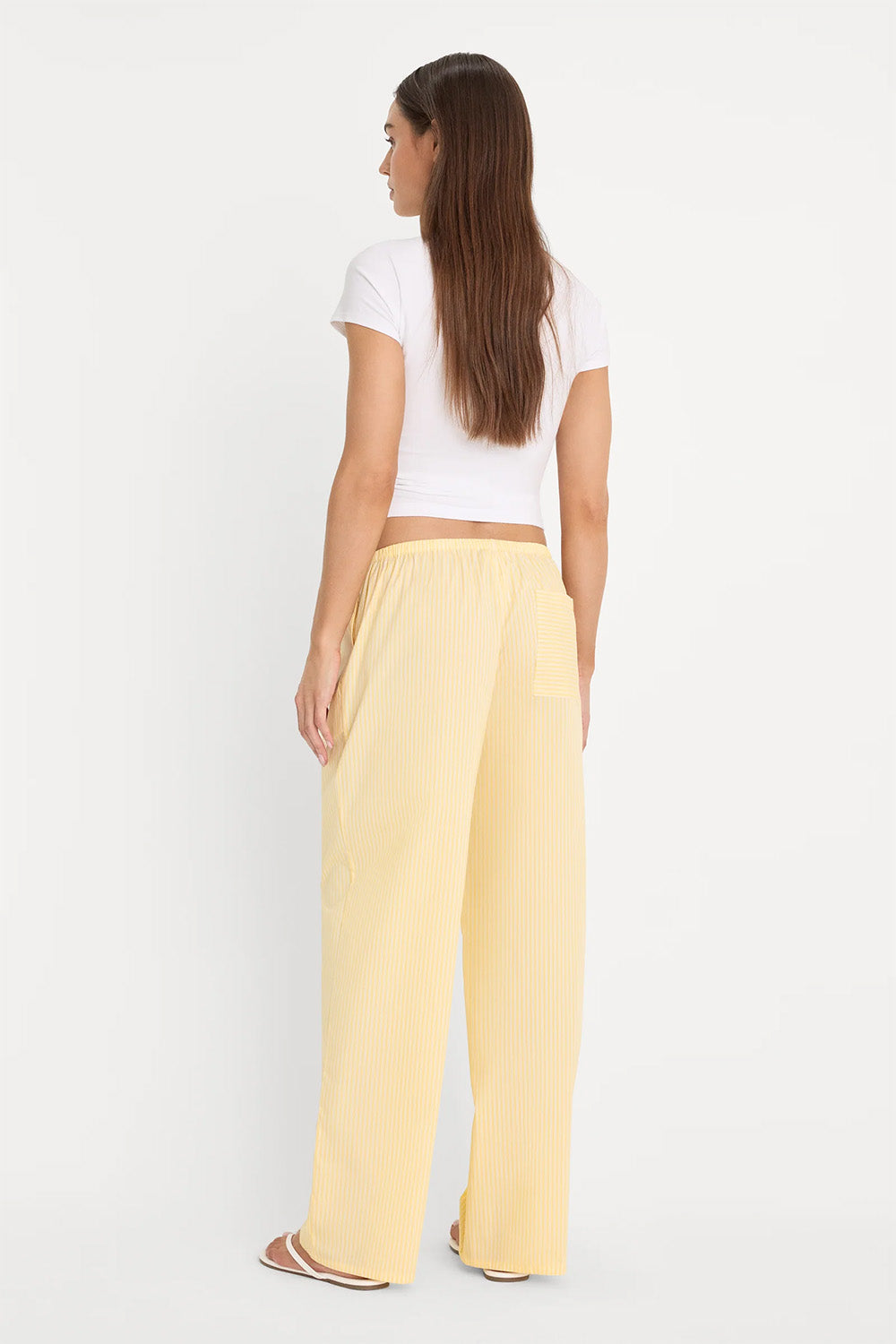 good american poplin lace trim pant butterbeam stripe back