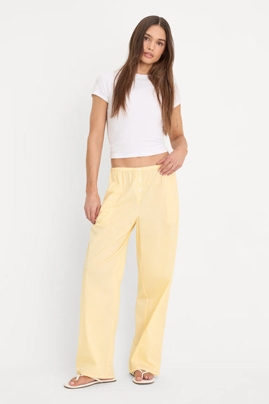 good american poplin lace trim pant butterbeam stripe front