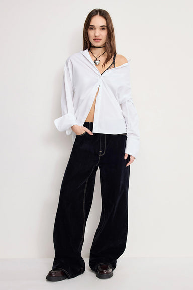 good american poplin oversized shirt white