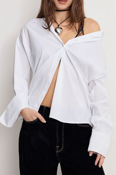 good american poplin oversized shirt white front