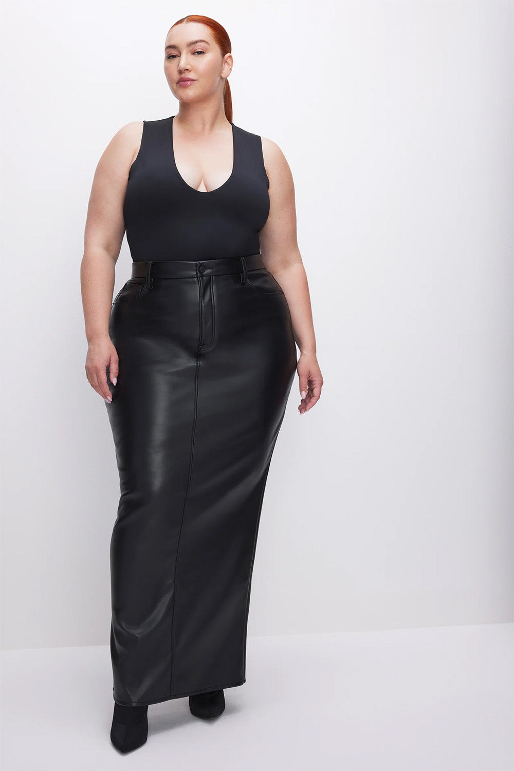 good american scuba deep v bodysuit black plus
