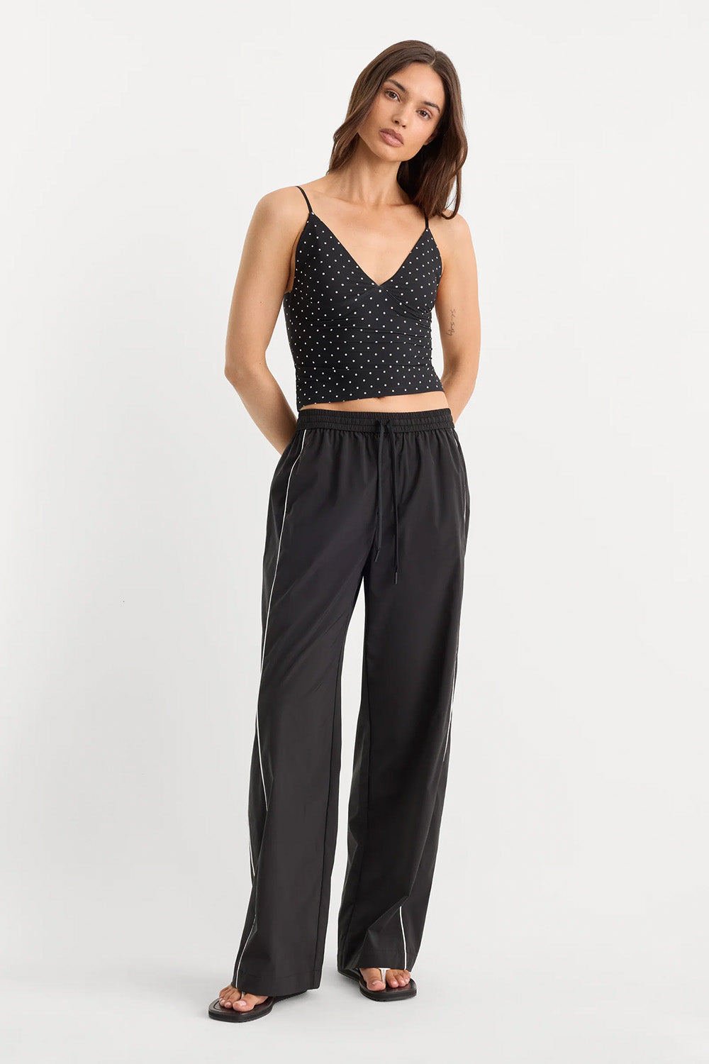 good american sculpting cami top mini dot black 