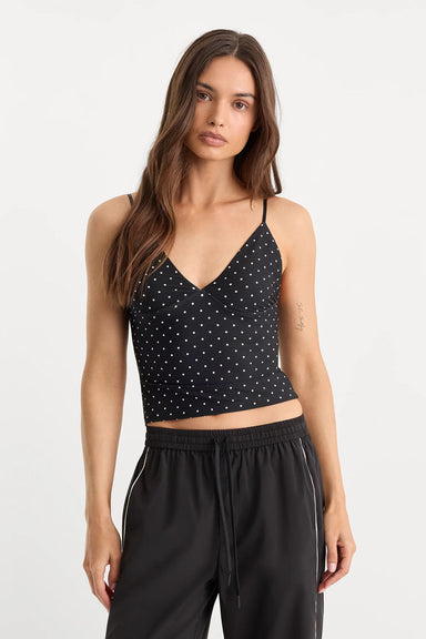 good american sculpting cami top mini dot black front