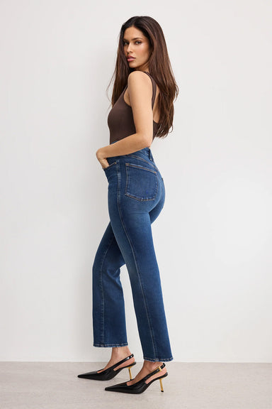 Good American - Soft Tech Curve Straight Jeans - Indigo - Side