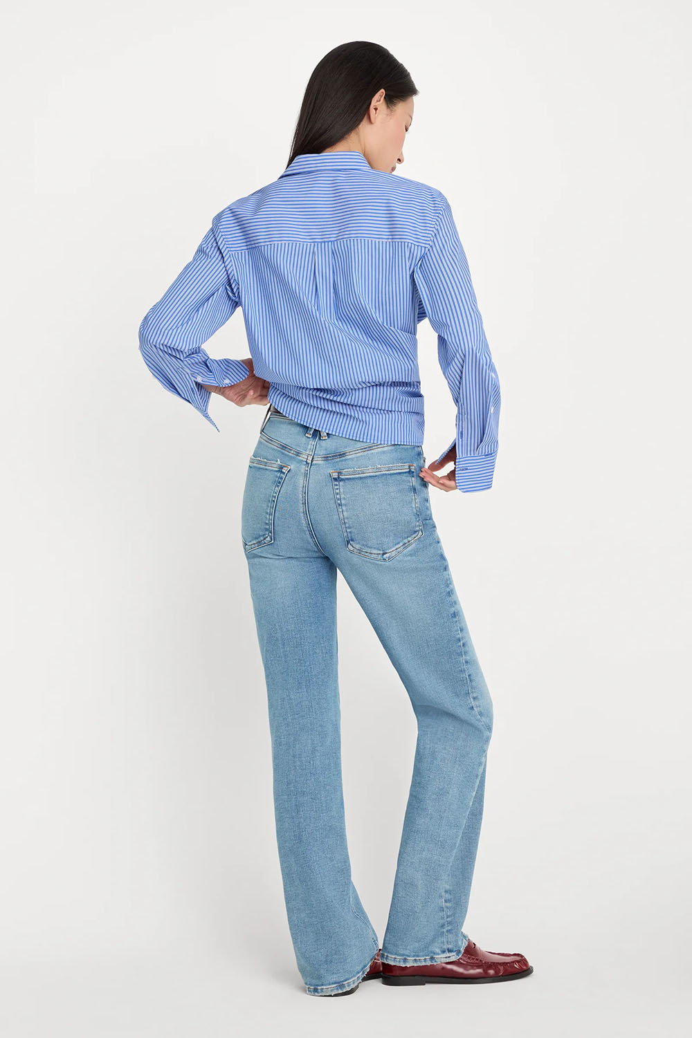 good american soft tech true straight jeans indigo1214 back