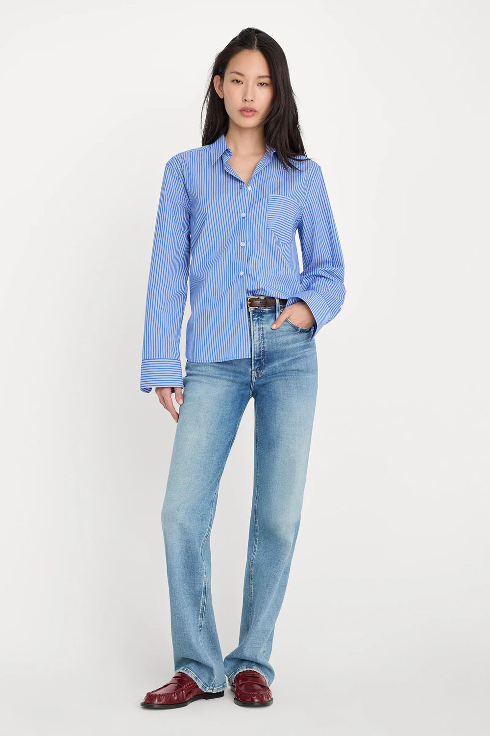 good american soft tech true straight jeans indigo1214 front