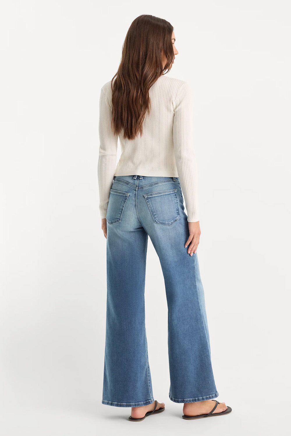 good american soft tech waist palazzo ankle jeans indigo1238 back